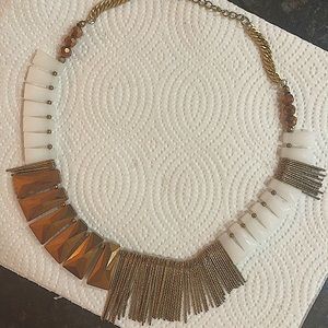 Anthropologie Bronze Fan Necklace